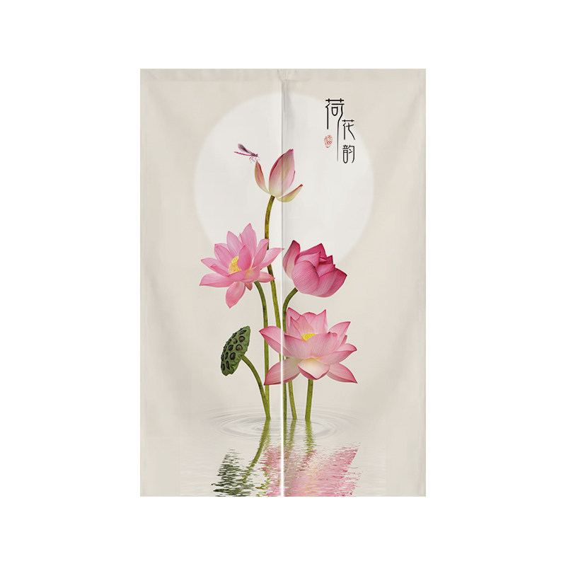 中式荷花门帘布帘卧室厕所门对门化解挂帘大门厨房卫生间隔断半帘