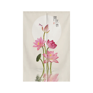 中式荷花门帘布帘卧室厕所门对门化解挂帘大门厨房卫生间隔断半帘