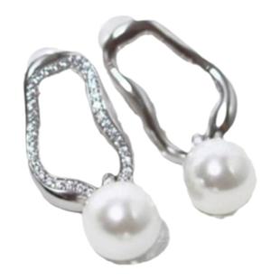 花儿与少年刘烨同款耳环不规则珍珠耳坠几何耳饰百搭气质小众耳钉