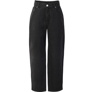 VIKTORIACHAN牛仔系列 黑色廓形中腰休闲直筒牛仔长裤