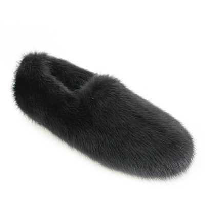 水貂毛外穿加绒真皮平底毛毛鞋女