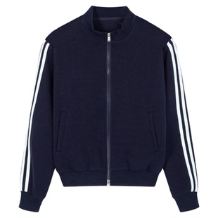 白色休闲外套女款早秋季绝美三条杠棒球服夹克新款卫衣短款小个子