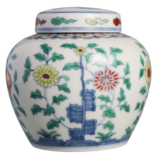 忆器 汪涌涛山石花卉天字罐仿成化天字罐景德镇非遗匠人高：9.2cm