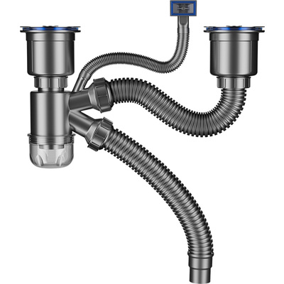 厨房双槽洗菜盆下水管