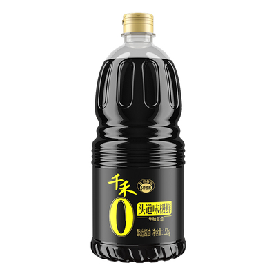 千禾0头道味极鲜1.49kg粮食酿造家用烧菜调味零添加生抽酱油g