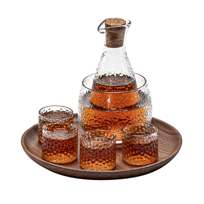 耐高温锤纹玻璃温酒器套装