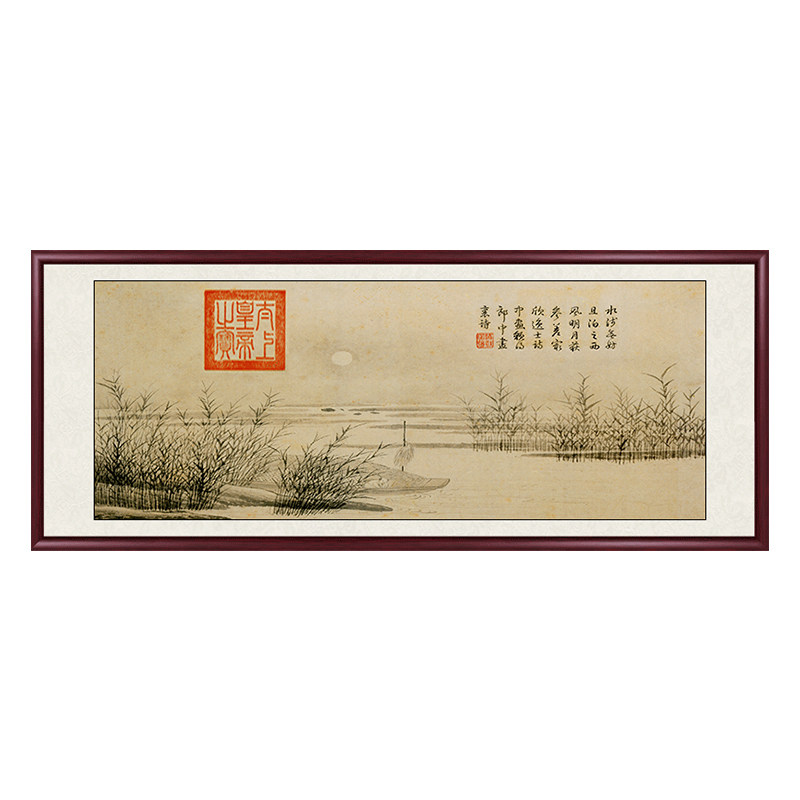 唐寅山水名画新中式书防茶室挂画