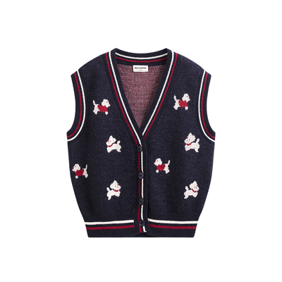 redcopper童装男童女童2025新款秋季儿童马甲小狗针织毛衣外套潮