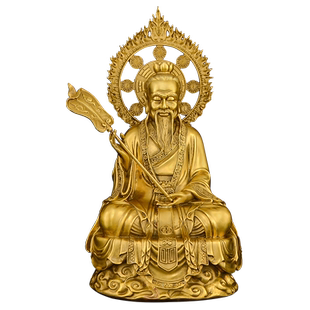 黄铜太上老君神像摆件供奉太清道德天尊铜像三清道祖大号