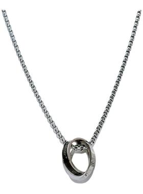 钛钢不掉色双圆环项链百搭简约中性配饰潮男潮女街头嘻哈戒指吊坠