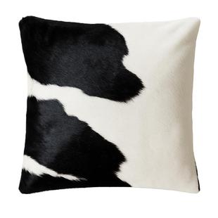 舒米雅真皮沙发抱枕黑色牛皮靠枕皮质腰枕靠背垫高级感