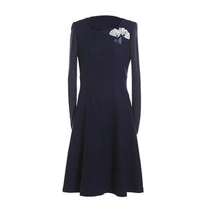 乔万尼女装商场秋装新款修身收腰气质羊毛针织连衣裙长袖打底厚款