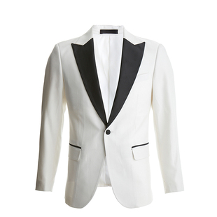 CULTUM 白色西服男戗驳领一粒扣新郎结婚婚礼礼服宴会主持人西装
