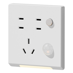 七孔插座带感应灯86床头小夜灯人体感应灯插座楼梯过道地脚灯5孔