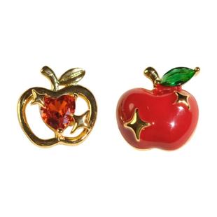 《童话苹果》小众设计少女心精致红色不对称耳钉新年款耳环耳夹