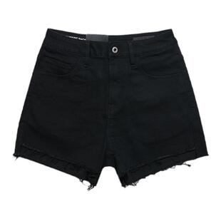 高腰黑色牛仔热裤ABLE JEANS女士毛边短裤宽松显瘦A字裤大长腿