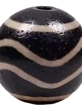 天然老玛瑙水纹圆天珠黑白20mm风化包浆项链手链吊坠散珠西藏单珠