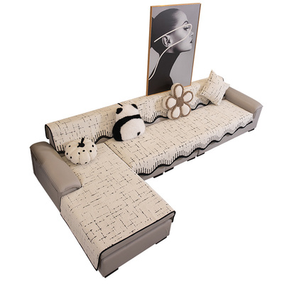 冬季毛绒沙发垫三座一贵妃沙发套罩盖布巾异形防滑皮沙发专用坐垫