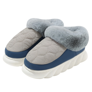 高包跟男士棉拖鞋款冬季2025新款外穿防水大码加厚底羽绒保暖棉鞋