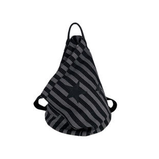 YAU大树 原创星星双肩包千禧辣妹牛仔条纹机车感单肩斜挎包水桶包