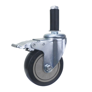 万向脚轮3寸4寸5寸精益管滑轮刹车插杆轮膨胀式圆管PVC复合管轮