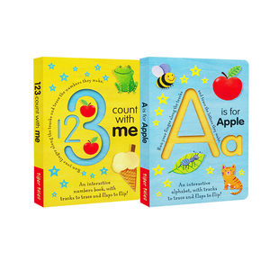 英文原版绘本 A is for Apple 26个英文字母点读版1 2 3 Count with Me小老虎数字翻翻启蒙纸板书自然拼读发音有声儿歌英语启蒙书