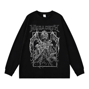 MEGADETH乐队周边欧美激流金属摇滚印花纯棉长袖T恤上衣男女春秋