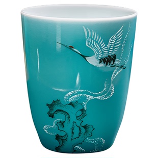 诚德轩单杯景德镇手绘主人杯清澜鹤翔云天品茗杯喝茶闻香专用送礼