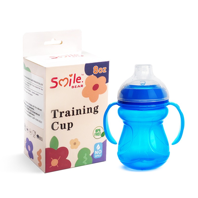 超宽口pp婴儿宝宝鸭嘴防漏杯盒装防彩训练直饮饮学水杯呛杯儿童