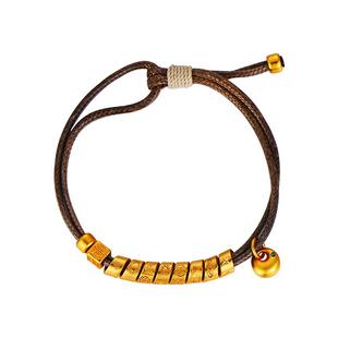 古法沙金不掉色棕色手链女新中式轻奢小众高级感编织情侣红色手绳