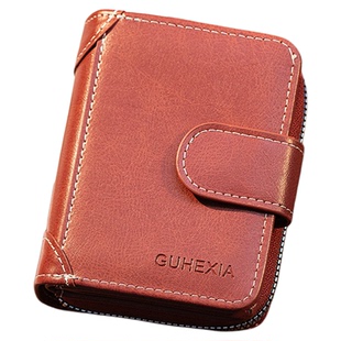 皮质深棕色多功能护照夹证件收纳包机票钱包一体防盗刷多合一卡包