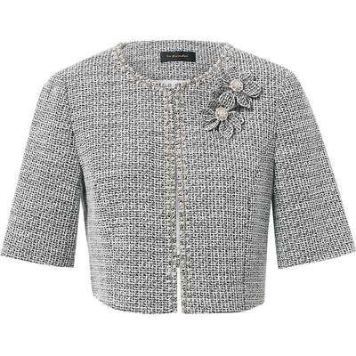 La Koradior拉珂蒂春季新款法式香风气质短款外套圆领钉珠短上衣