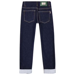 西部养牛原色牛仔裤男款防褪色高端休闲弹力修身小脚九分裤秋冬款