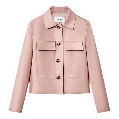【羊皮革】Laurel劳芮航海极光粉短款皮衣女LWL361X01100