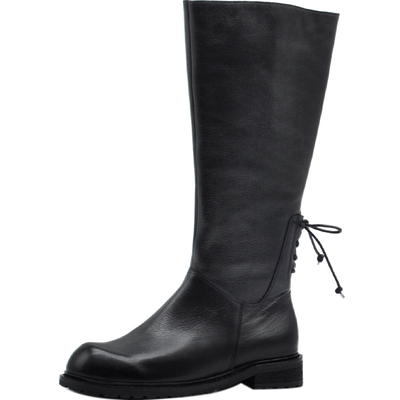 里外全皮黑色皮靴舒适百搭平底