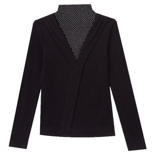 加厚磨毛打底衫女秋冬欧货性格镂空烫钻上衣高领内搭长袖t恤小衫