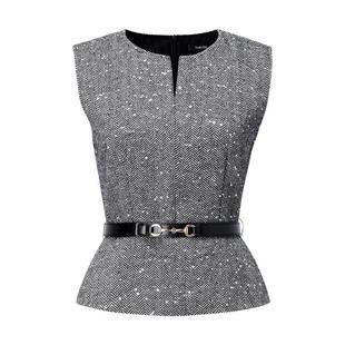 颜域灰色毛呢背心马甲女2025冬季新款百搭叠穿无袖短款羊毛毛衣女