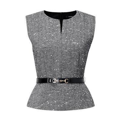 颜域通勤灰色毛呢背心马甲