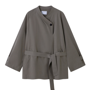 AMOR禾末“清冷诗意”重工砂洗莱赛尔偏门襟插肩袖廓形中长款风衣