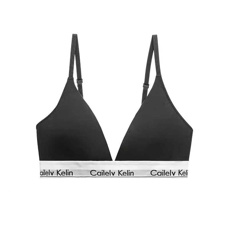 CK&QA内衣女无钢圈纯棉抗菌光面纯色运动透气性感三角杯少女文胸