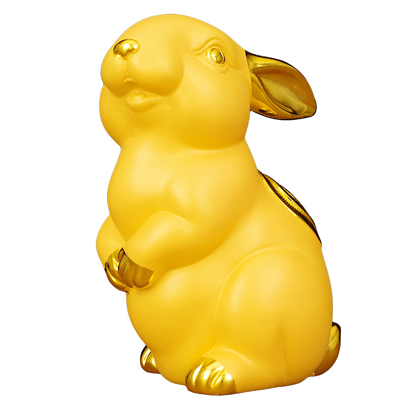 金兔呈祥招财摆件一对
