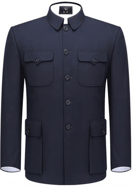 老式中山装男中老年爸爸装外套老年人男装中山服婚礼婚宴服演出服