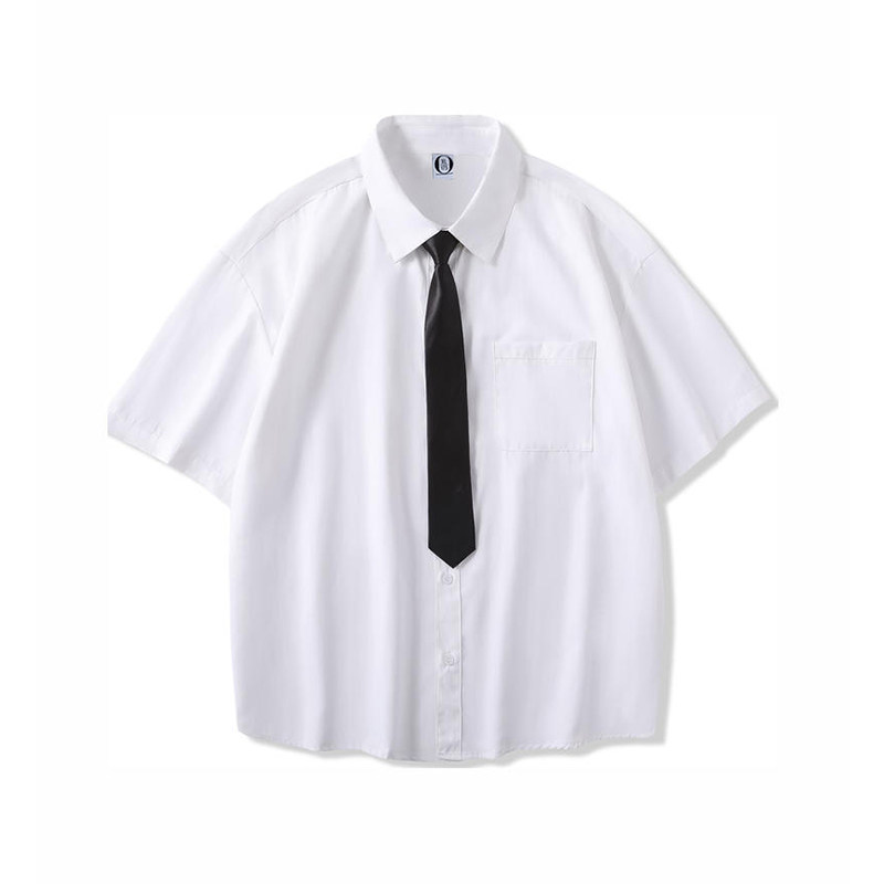 夏季jk制服男女衬衣休闲情侣宽松短袖衬衫套装学院风寸衫班服定制
