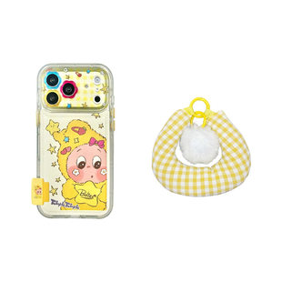 轻派皮质卡通星星人毛绒挂绳适用苹果17promax手机壳iphone16pro新款15女款14秋冬可爱趣味创意网红全包硬壳