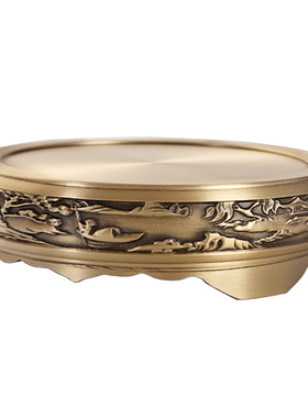 黄铜山水浮雕底座圆形底座家用