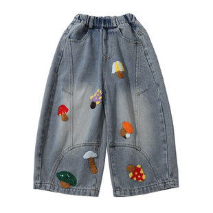 女童牛仔裤春装2026新款网红儿童时髦套装弯刀裤女宝宝春秋款裤子