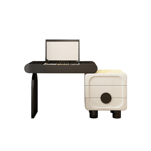 实木梳妆台斗柜一体卧室复古奶油风小户型翻盖化妆桌高级感收纳柜