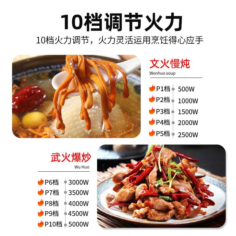 24商用电磁炉大功率5000W平面炉批发炒厂家炉灶电爆炒定温定时煲