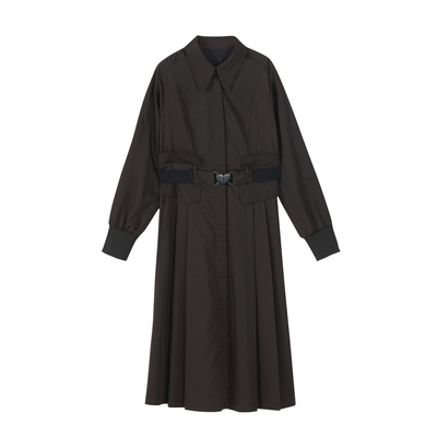 谜底小黑裙2022秋新款复古优雅收腰显瘦天丝长袖连衣裙223ML1102