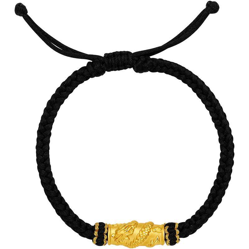 周六福黄金5d硬金手绳男款定价金龙盘柱手饰送男友礼物官方旗舰店